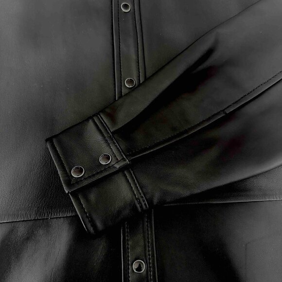 Nudie Jeans, Black Leather Hugo Shirt, Small, EUC - Picture 5 of 7